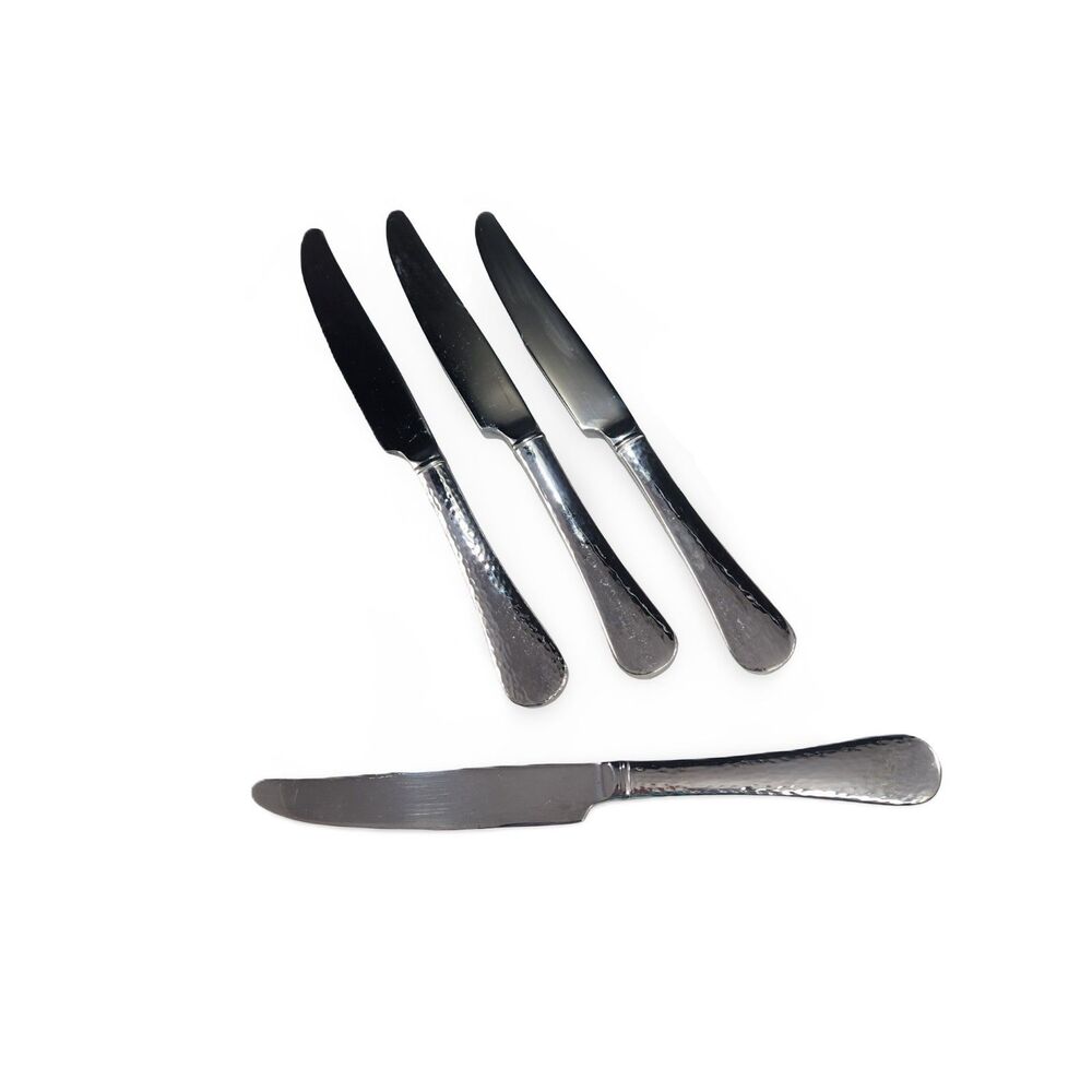 Reed & Barton RIVER Set 4 Knives Hammered Stainless 18/10 Flatware Dinner Knife